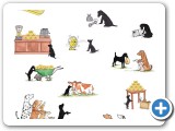 Series of illustrations for Beautiful Joe's ethical dog treats' website and brochure